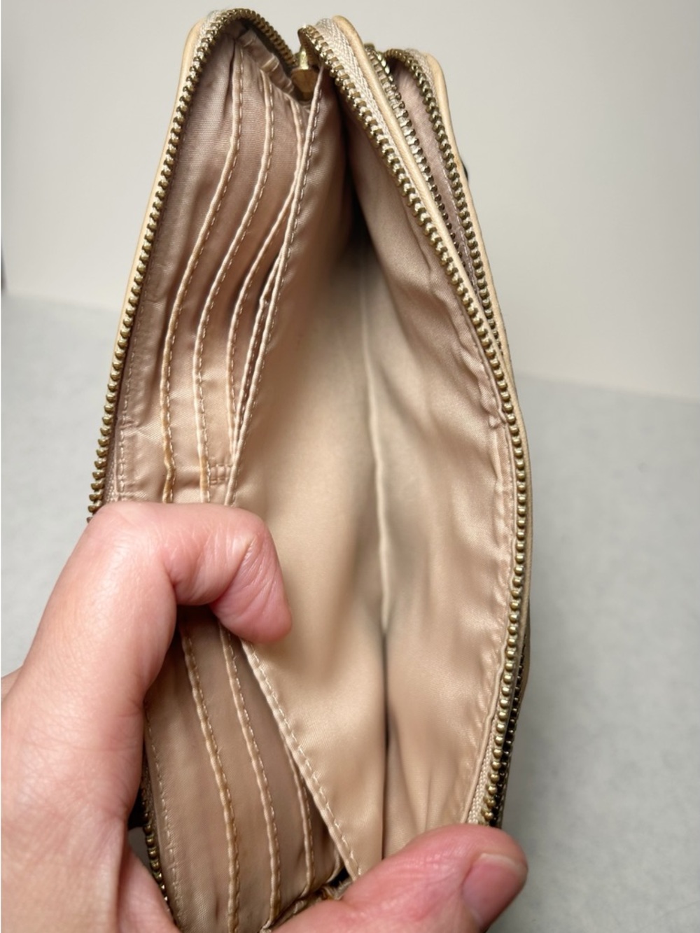 Coach Madison Op Art Double Zip Wallet Wristlet (Style No. F51221) Gold/Tan Tone - Picture 10 of 11